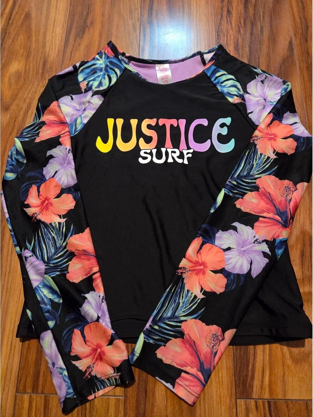 Justice Surf Long Sleeve Rash Guard and Aqua Cover-Up Dress Set
